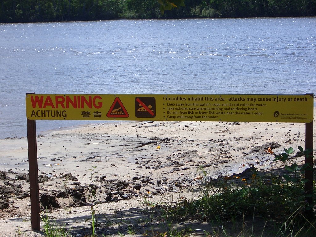 Sign near the river