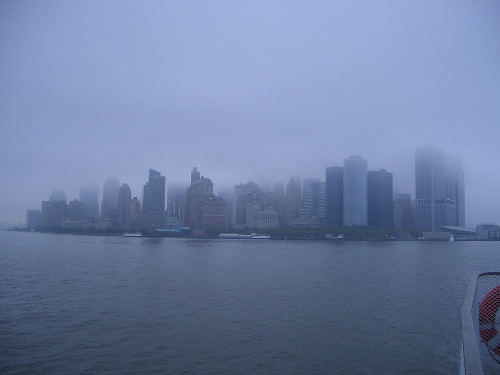 Foggy silhouette of Manhattan
