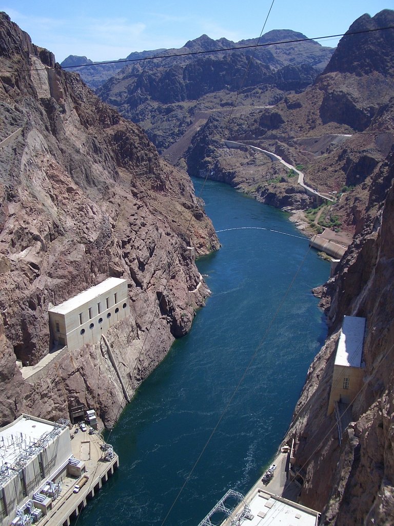 View from Hoover Dam down the valley