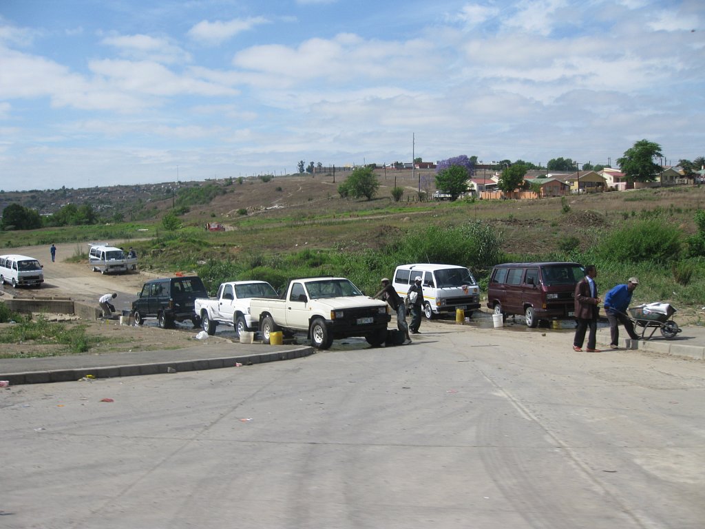 Car washing near the street
