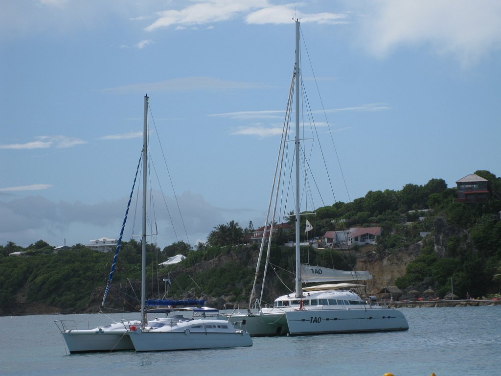 Boats at the beach "La Caravelle" in Sainte-Anne