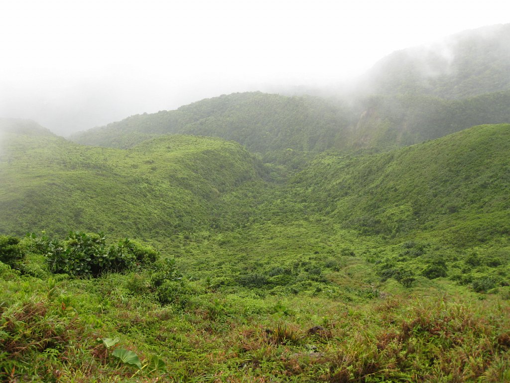 Cloudy view on the way to the top of vulcano La Soufrière