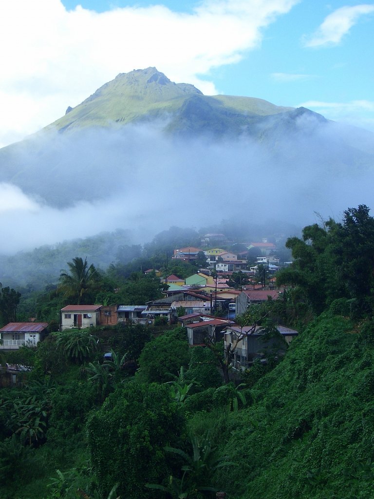 Morne-Rouge with Mount Pelée in background