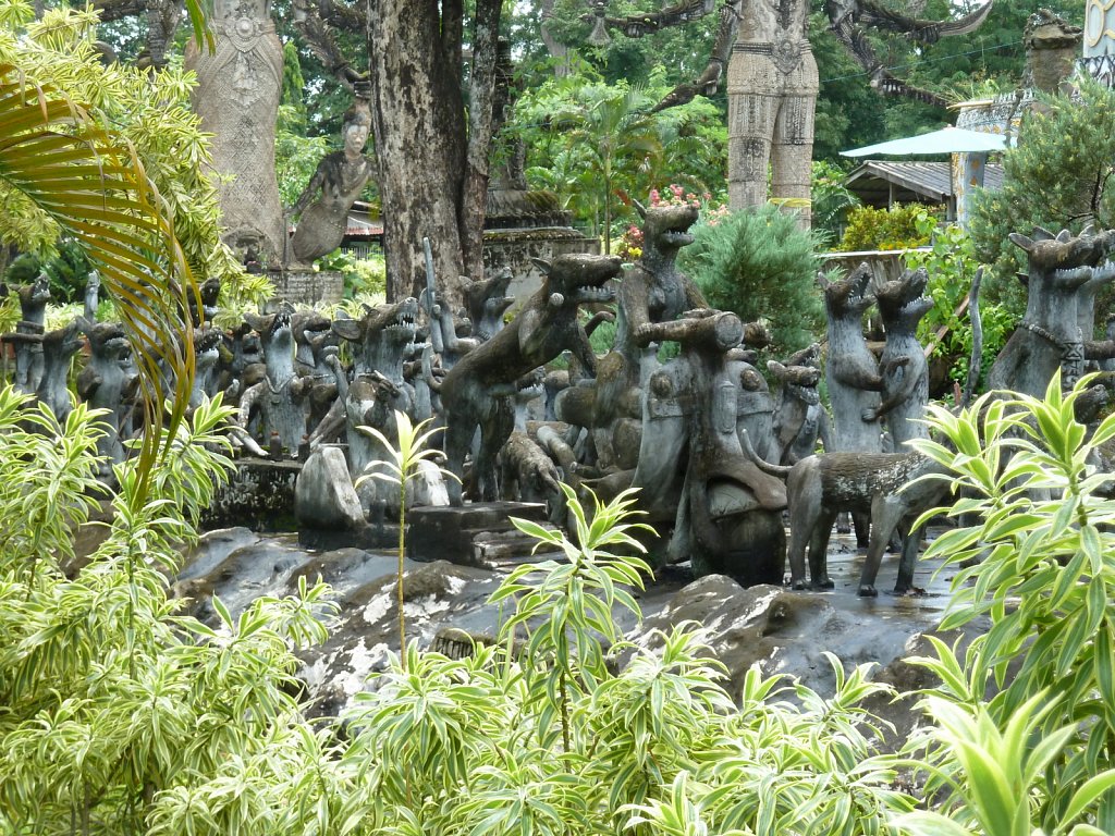 Sculptures in Wat Kaeo Ku in Nong Khai