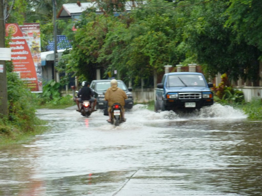Flooded streets in rainy season