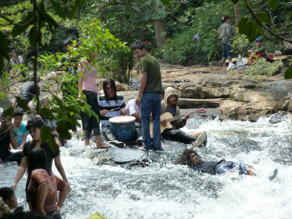 Party at Than Thong Waterfall