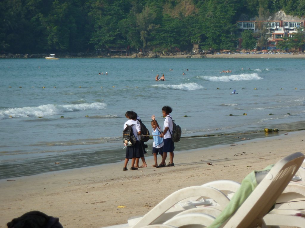Students on the way home at Kamala Beach