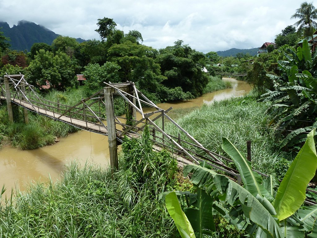 Pedestrian bridge in Vang Vieng