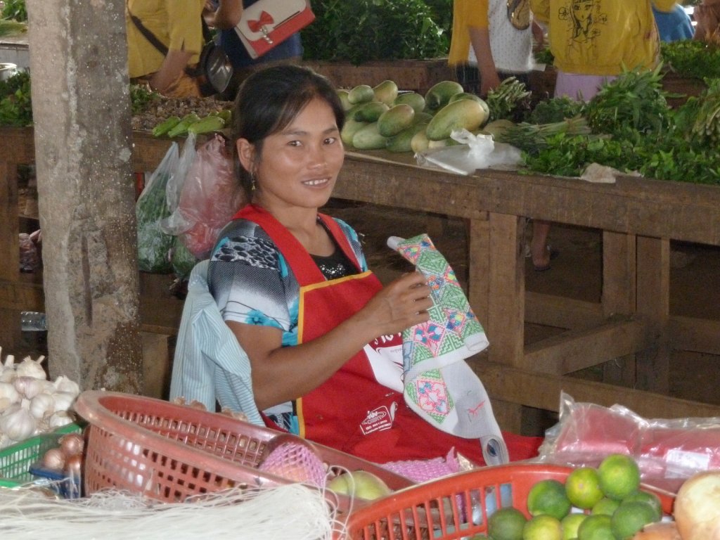 Woman at the market in Vieng Xai