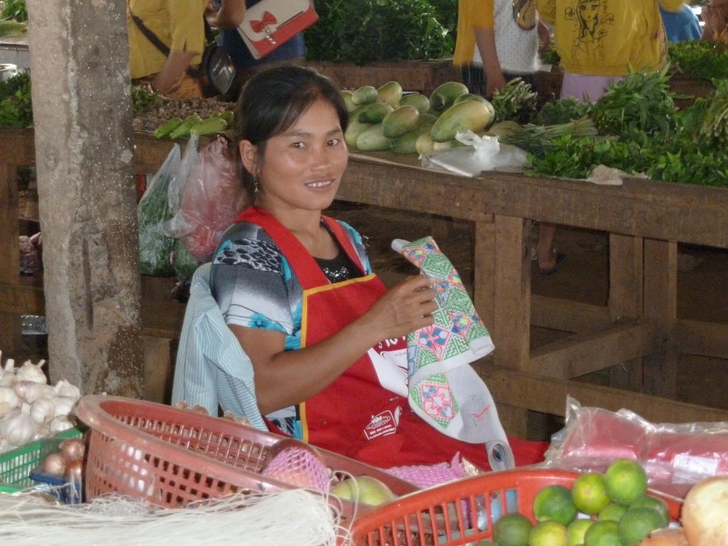 Woman at the market in Vieng Xai