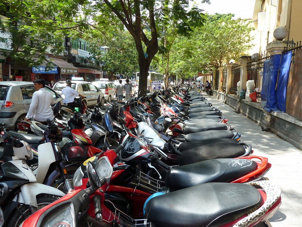 Scooters on the sidewalk