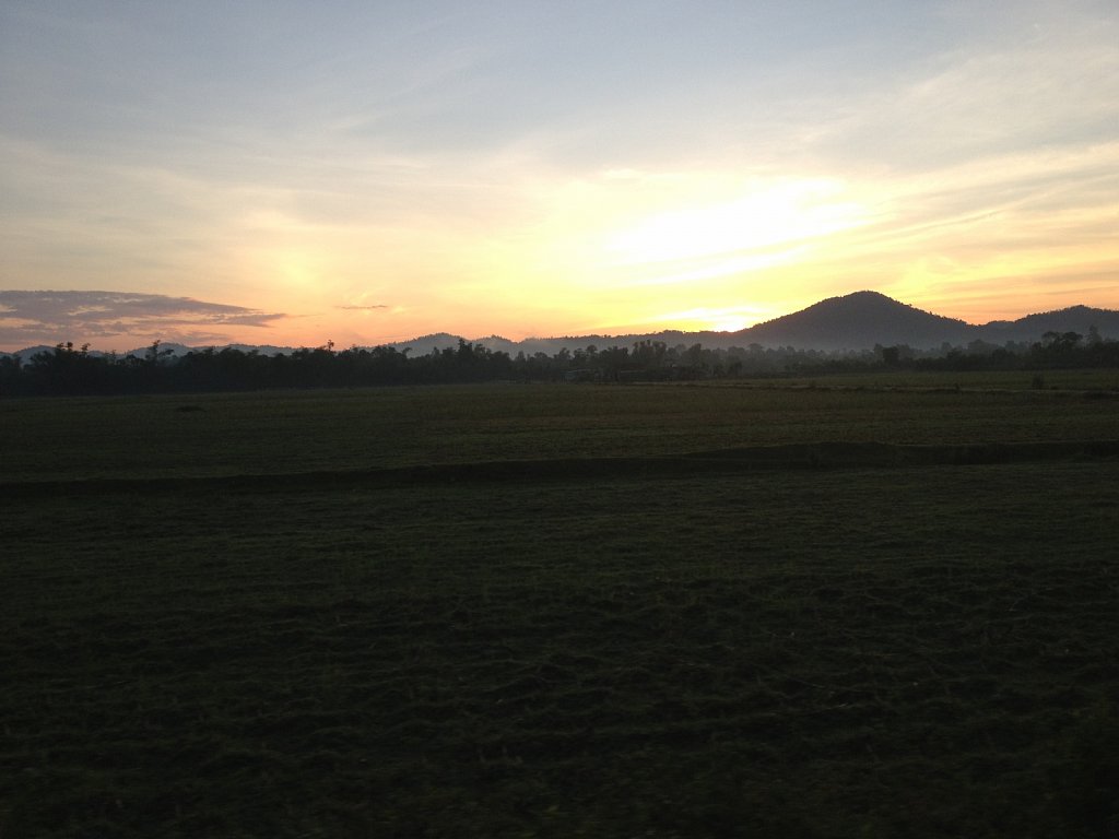 Sunrise at the night train to Hue