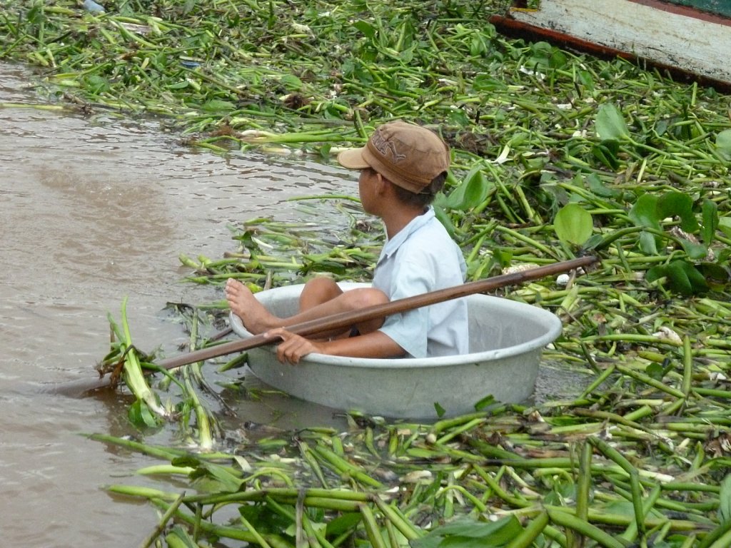Boy in his "boat"