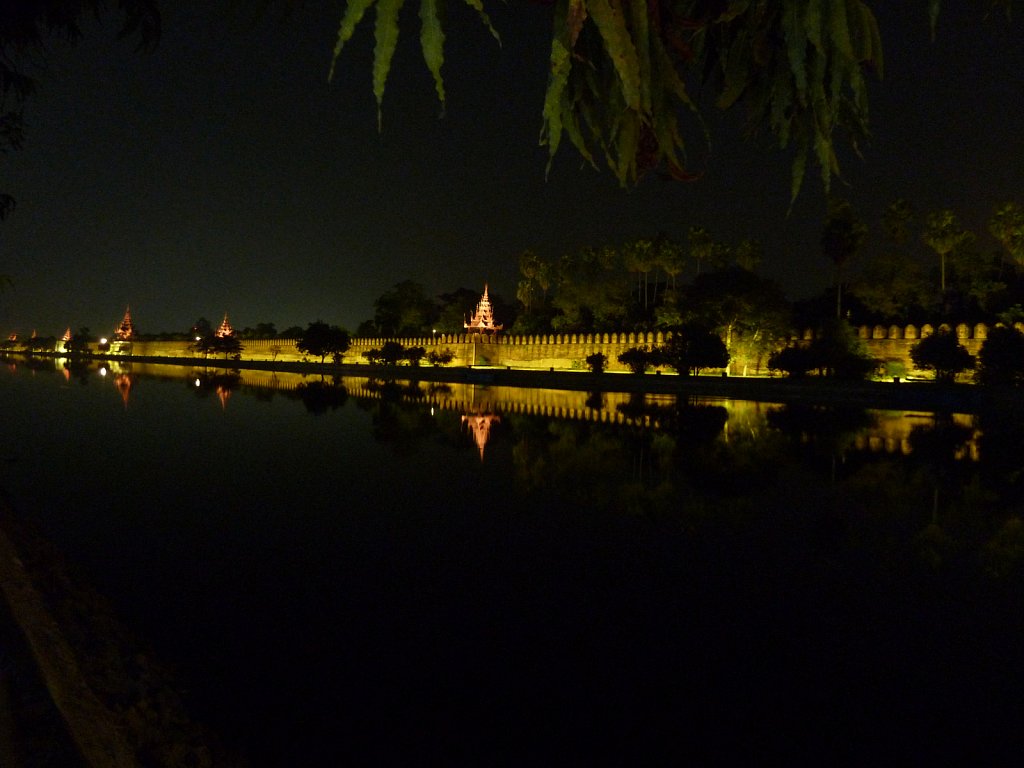 Illuminated wall of the Mandalay Palace