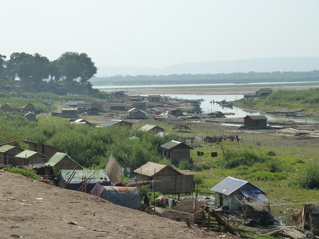 Houses on the bank of the Irrawaddy river
