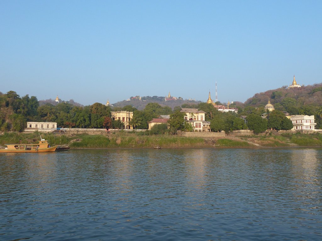 Stupas near Sagaing viewed from Irrawaddy river