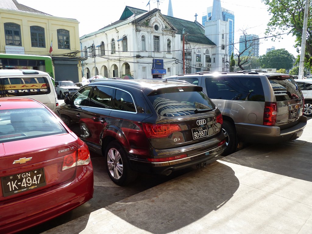 Modern cars in Yangon
