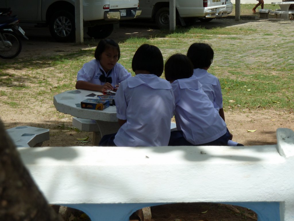 Students learning outdoors